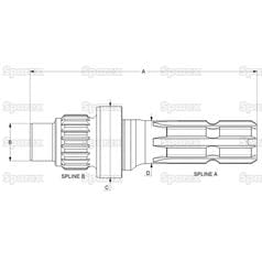 PTO 540 Stub Shaft to fit Case IH/New Holland 260196 - Image 2